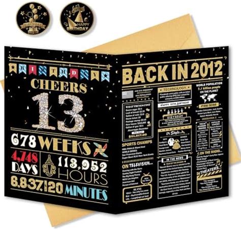BGTCARDS 13th Birthday Card, 13th Birthday Decorations for Girls Boys ...