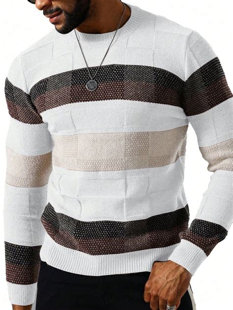 Manfinity Homme Suéter Ajustado Con Bloques De Color Para Hombre | Moda ...