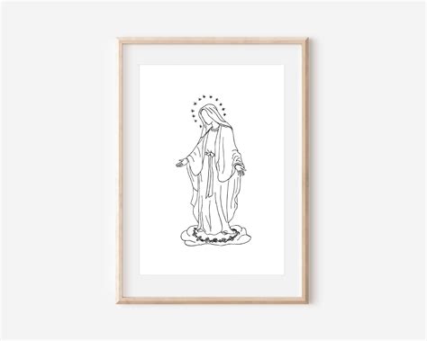 Virgin Mary Outline Tattoo