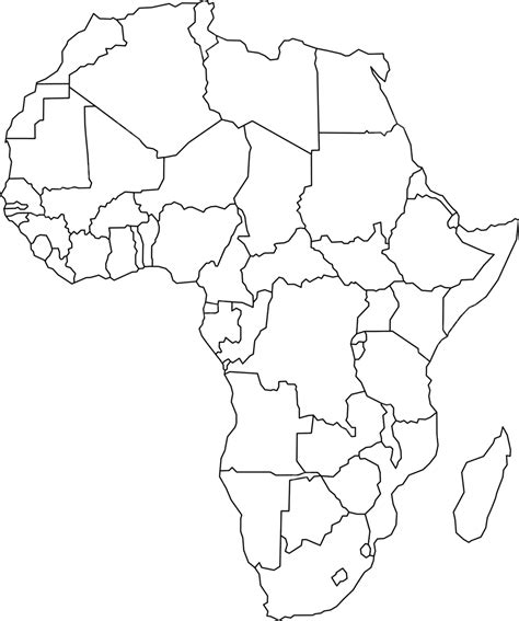 Africa Outline With Borders On White Background Business Map Political Vector, Business, Map ...