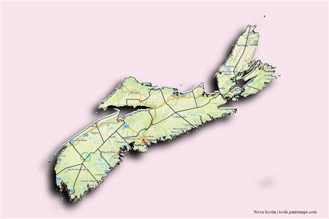 Sample maps of Nova Scotia generated with map cropping (masking) tool.