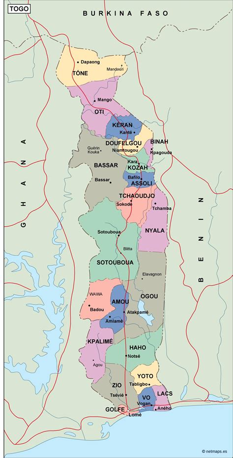 Map Of Togo Showing The Administrative Regions And The Localization Of