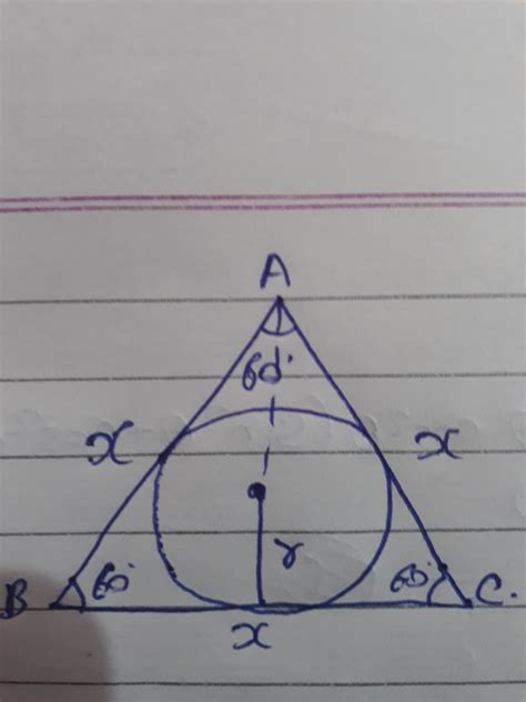 Area of a circle inscribed in a equillateral triangle is 44 cm then ...