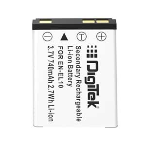 Digitek (EN-EL10) Rechargeable Li-ion Battery, 3.7V 740mAh 2.7Wh ...