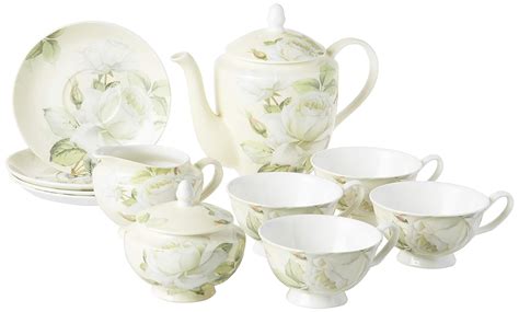 Buy Gracie Bone China 11-Piece Tea Set, White Green Iceberg Online at ...