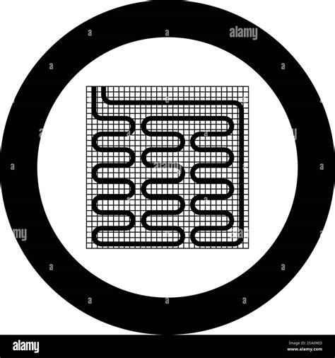 Electric floor heating warm heated icon in circle round black color ...