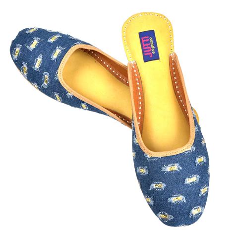 Denim Blue Back Open Punjabi jutti