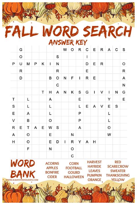Image result for Fall Word Search