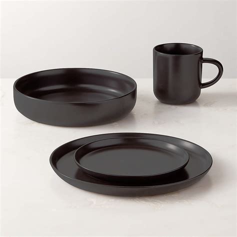 Mori 4-Piece Matte Black Dinnerware Set with Pasta Bowl + Reviews | CB2
