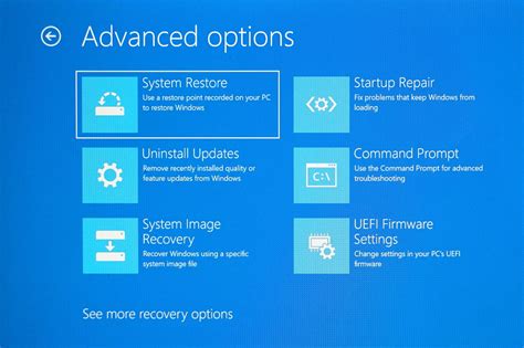 Image result for Advanced Options System Restore Windows 1.0