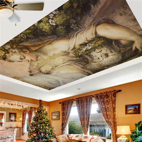 Ancient Woman Flowers Ceiling Wallpaper – Myindianthings