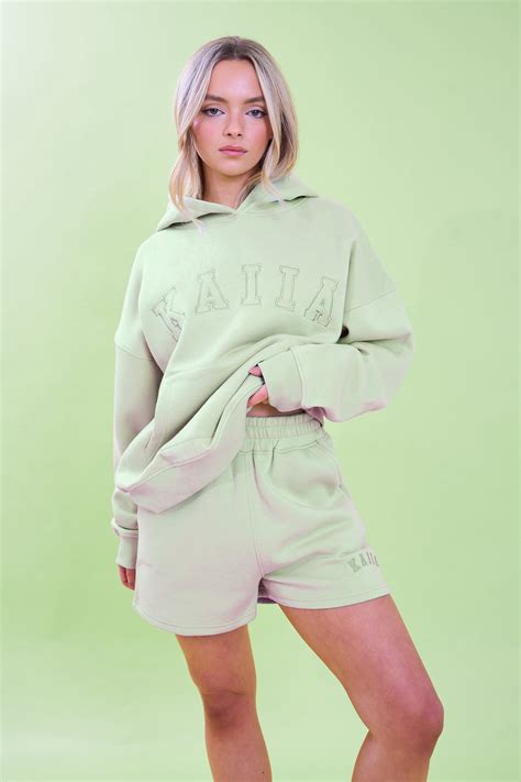 Kaiia Slogan Oversized Hoodie Light Green | Kaiia