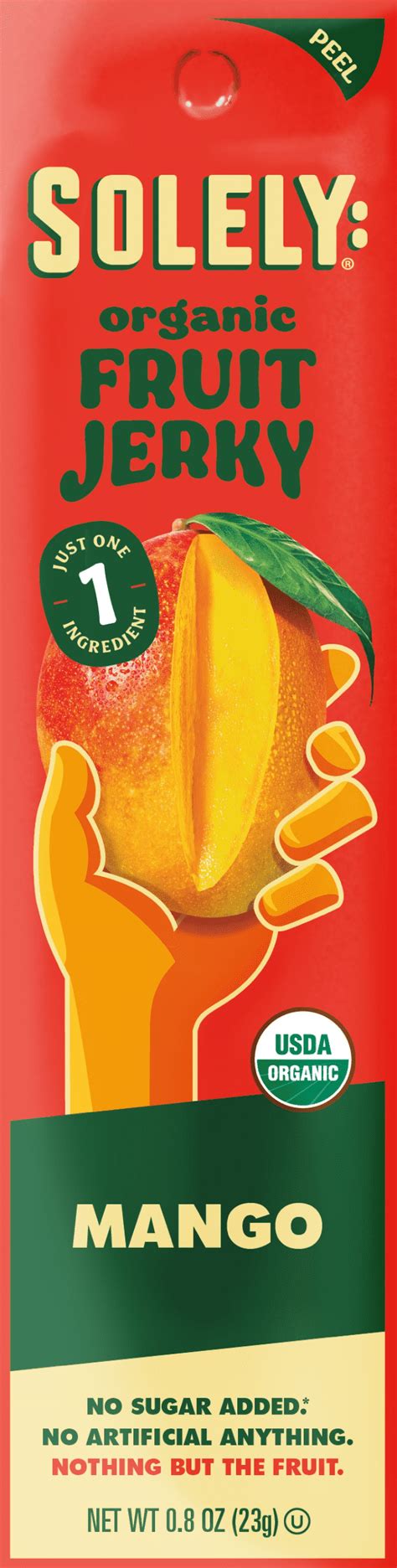 Solely Organic Mango Fruit Jerky 0.8 oz Single Piece, Made from Dried ...