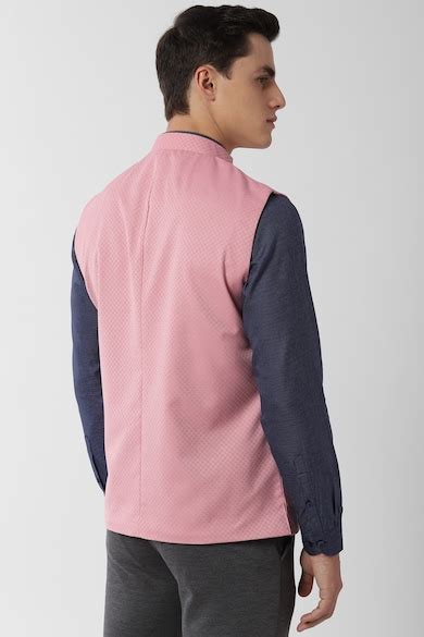 Buy Men Pink Textured Nehru Jacket Online - 489891 | Peter England