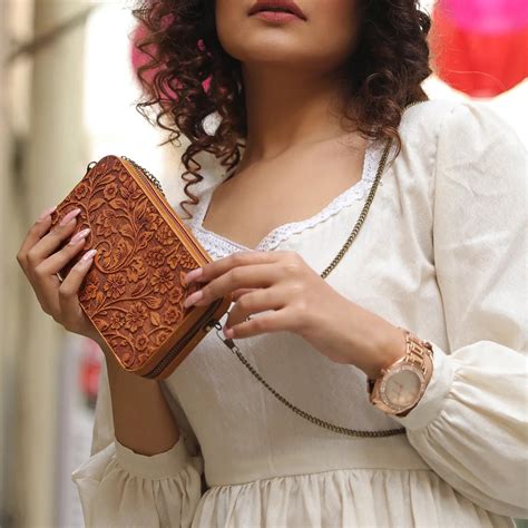 Carved wood and leather Clutch Sling Bag – thecraftrooot