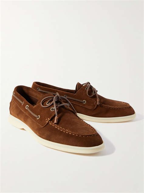 LORO PIANA Sea-Sail Walk Leather-Trimmed Suede Boat Shoes for Men | MR ...