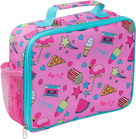 Ultimate Kids Pink Icons Girls School Lunch Box with Bottle Holder Food ...