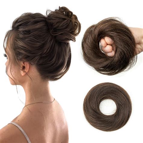 HAIR WALA™ Real Hair Bun 100% Human Hair Messy Bun Wavy Up Do Remy ...
