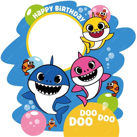 Premium Vector | Baby shark birthday shark family