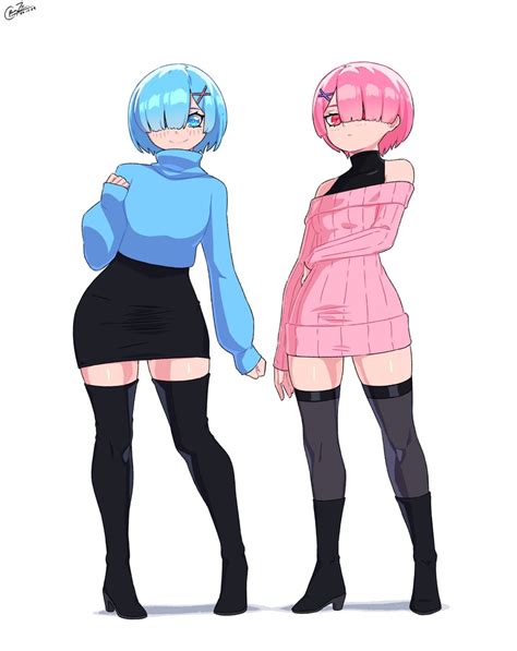 rem and ram (re:zero kara hajimeru isekai seikatsu) drawn by crim ...