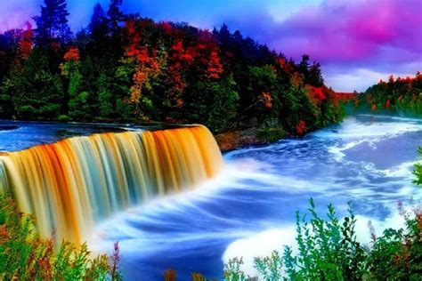 Beautiful Nature waterfall vastu Painting Poster Waterproof Vinyl ...