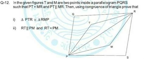 In this given figures T and M are two points inside the parallelogram ...
