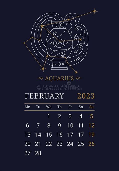 2023 Astrology Wall Monthly Calendar with Aquarius Zodiac Sign Stock ...