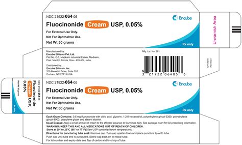 Fluocinonide Cream USP, 0.05% For External Use Only. Not For Ophthalmic Use. Rx only