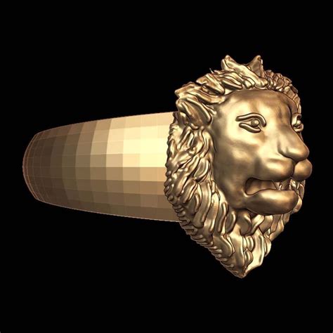 King Lion Head 3D Model Ring