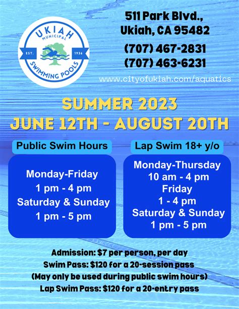 Public Swim - City of Ukiah, CA - city of ukiah employment