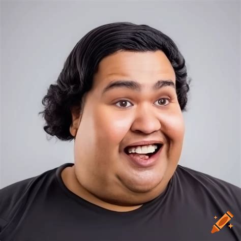 Smiling overweight man with no teeth on Craiyon