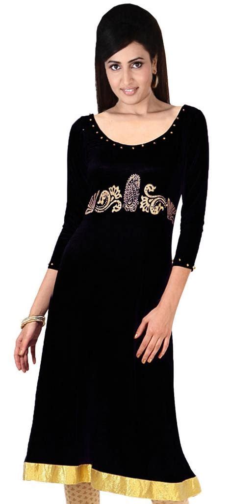 Buy Ira Soleil Women's Viscose Knit Long Kurti with Gold Lace and ...