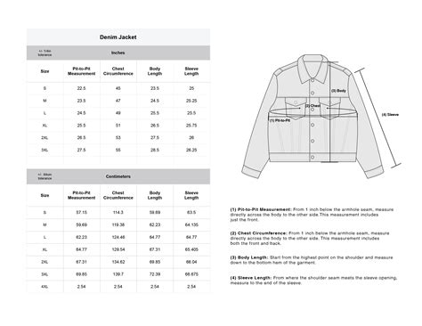 Denim Jacket - Size Chart – Chalk Line Apparel