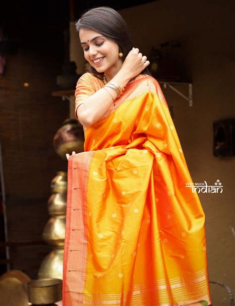 Buy Exclusive!Authentic Handloom, Beautiful Orange Yellow, Pure Silk ...