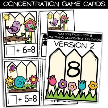 Spring Theme Math Flash Cards {Parts of 8 Addition & Subtraction Facts}
