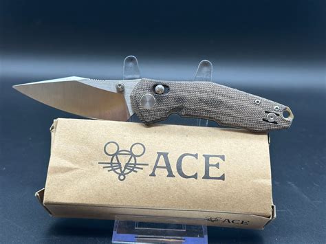 GIANT MOUSE KNIVES ACE NAZCA FOLDING KNIFE GREEN CANVAS MICARTA HANDLE ...