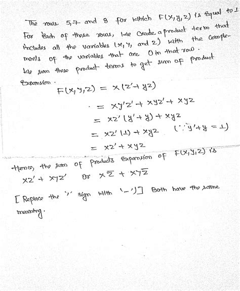 [Solved] Find the sum of products expansion of the Boolean function F(x ...