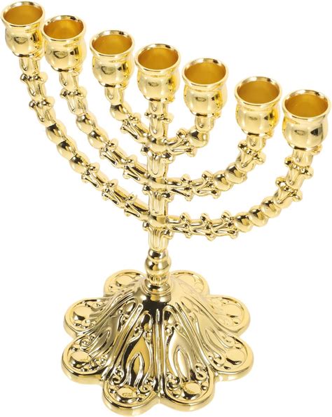 Amazon.com: Gold Table Decorations 7 Branch Menorah Candle Holder ...