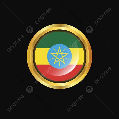 Ethiopia Flag Vector PNG Images, Ethiopia Flag Golden Button, Africa ...