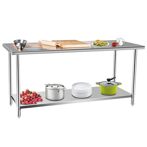 Commercial Kitchen Prep & Work Table, KITMA Stainless Steel Food Prep ...