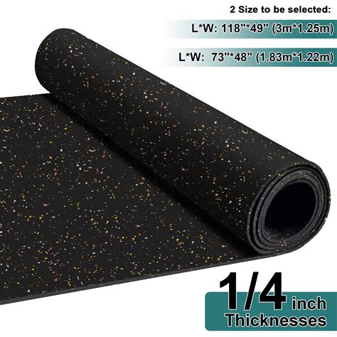 1/4 in Thick Rubber Gym Flooring Roll, Heavy Duty Exercise Equipment ...