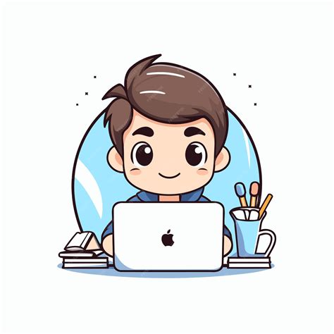 Boy Using Computer Cartoon 的图像结果
