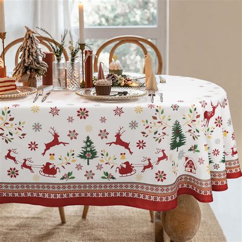 Amazon.com: Bnejvif Oval Christmas Tablecloth Oval Xmas Table Cloth for ...