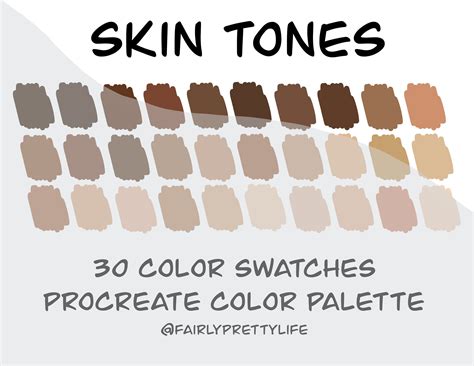 Skin Tones Color Palette Procreate Palette Color Swatch - Etsy in 2023 | Colors for skin tone ...