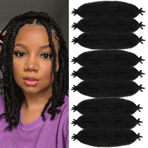 Buy LingGuan Springy Afro Twist Hair 16 Inch 9 Packs Kinky Twist ...