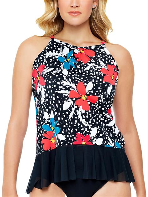 Swim Solutions Womens Floral Bust Support Tankini Swimsuit - Walmart.com
