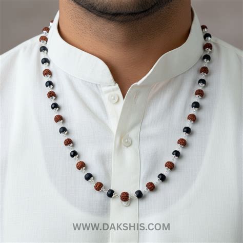 Silver Plated Rudraksha Karungali Mala ( Free Trishool Locket ) – DAKSHIS