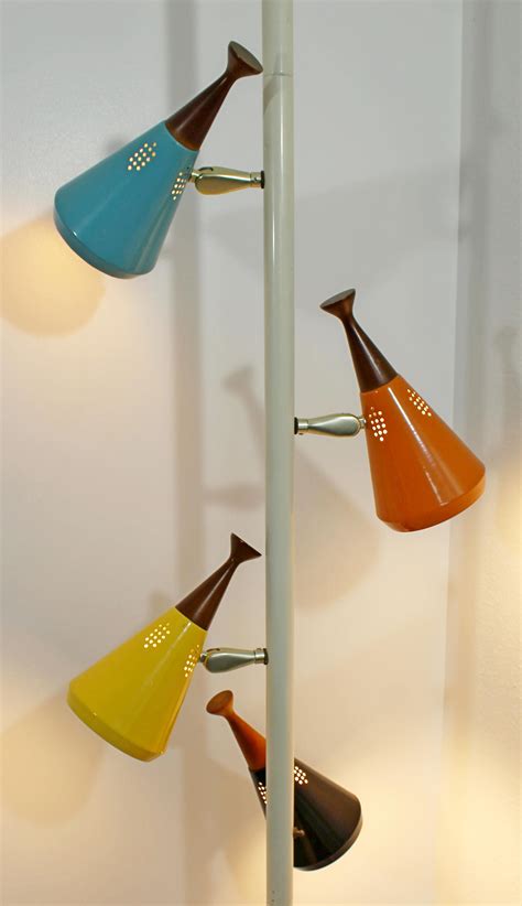 Mid-Century Modern Retro Tension Pole Lamp with 4 Colored Metal and ...