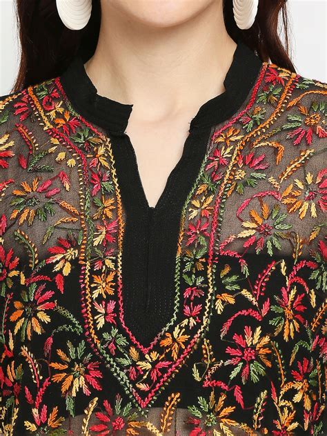 Lucknow Chikankari Hand Embroidered Top Georgette – Indiankala4u