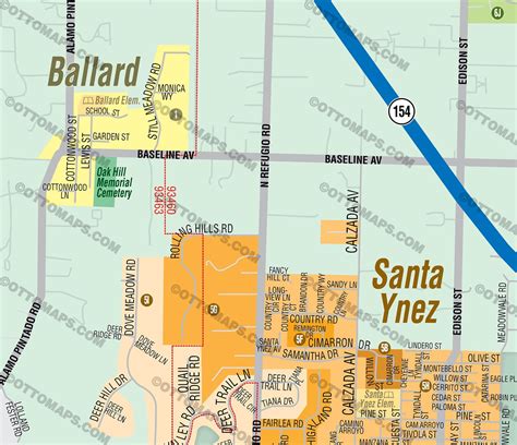 Santa Ynez Valley Map, Santa Barbara County, CA – Otto Maps